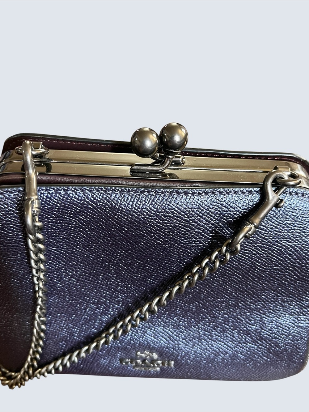 Rare Coach Metallic Colorblock Pearl Kisslock Chain Bag (Style F80194) - Picture 8 of 15